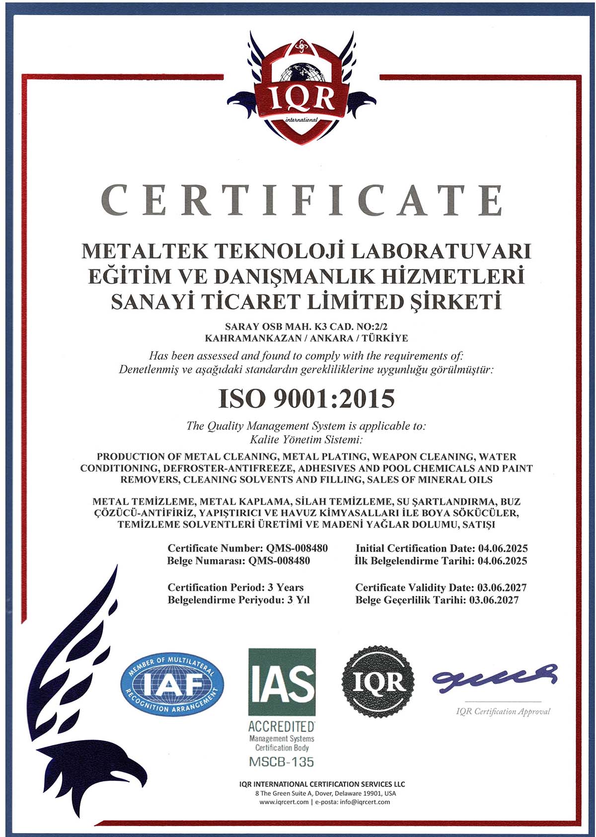ISO 9001 Belgemize ulaşmak için tıklayınız.