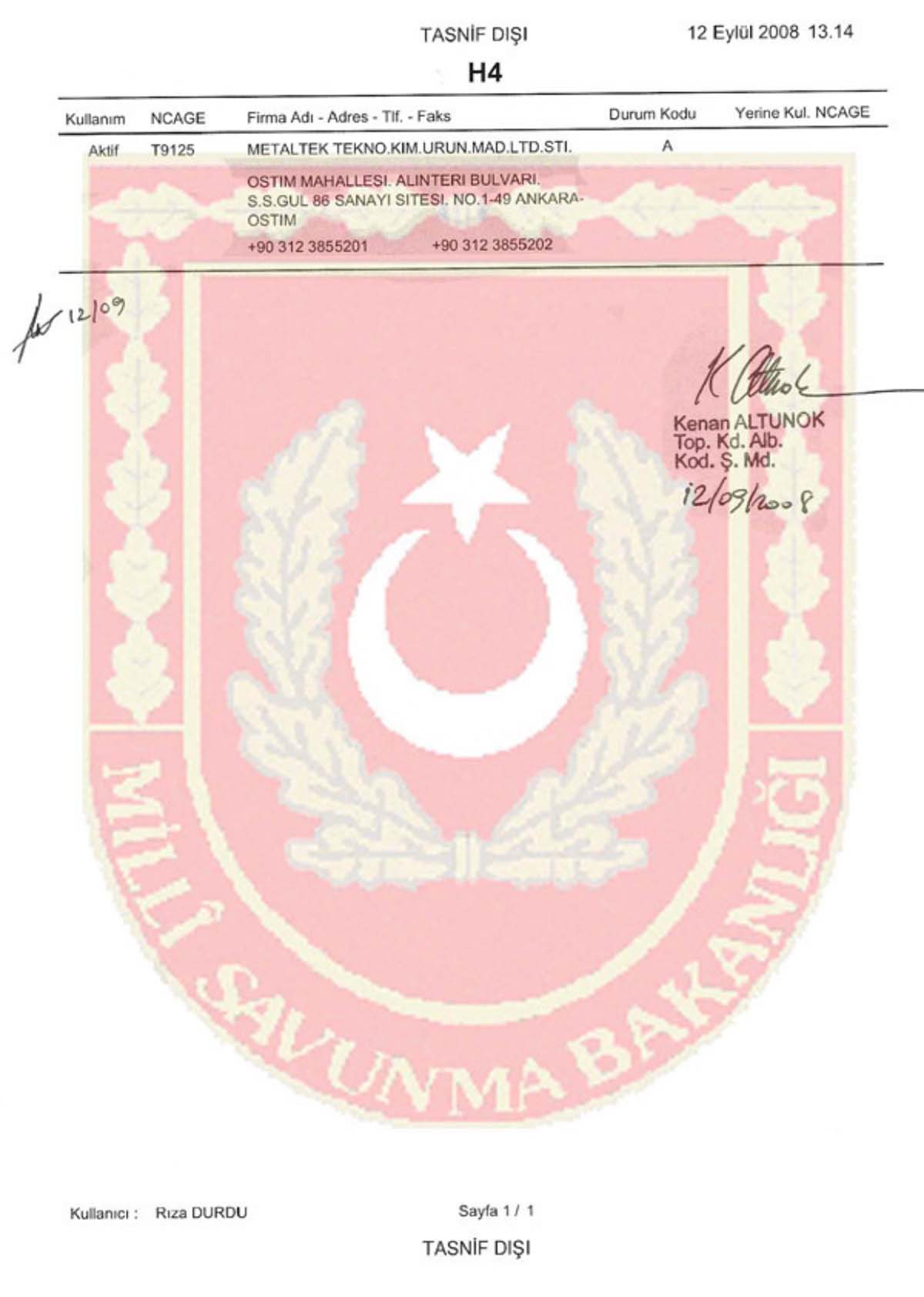 MSB Onaylı Belgesine ulaşmak için tıklayın.